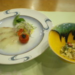 かんぽの宿 日田 - 夕食。ヒラメのマリネ・白和え