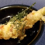 ファリナモーレ - ◆月山筍の生ハム巻き天婦羅 そろそろ旬に入る月山筍に生ハムを巻いた手の込んだ天婦羅です！ 表面はサっと、中は、程よい筍のカリカリ・サクサク何とも言い表せない心地よい食感！