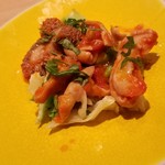 ファリナモーレ - ◆庄内牛の子牛の胃袋トマトピリ辛仕立て ボイルされた子牛の胃袋の程よいコリコリ感に、トマトに唐辛子の辛味が絶品！