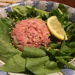 串焼 文福 - ベーコンフレークと生ほうれん草