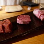 焼肉旬やさい ファンボギ - レバー 牛ハツ ２ヶ月ドライエイジングのさくらポーク