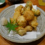 天馬 - アスパラと白子の天麩羅