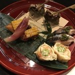 多満喜 - 白身魚 ・ 玉蜀黍焼・さざえ・あしらえ ❤︎