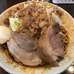 麺屋 歩夢 - 【2018.5.18】辛い小汁無し¥930 ニンニク少し&アブラ