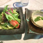 サラダと自家製ざる豆富