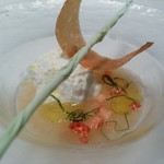 クリマ ディ トスカーナ - 「ビアンコマンジャーレ　ルバーブ　バジル　ミント　グリッシーニ」