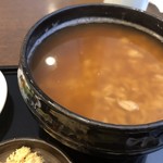 若竹 - ◆ほうじ茶で炊かれたお粥 特にお味付けはされていませんので、添えられた「胡麻塩」で調整します。