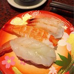 廻鮮寿司海座 - 海老三貫
