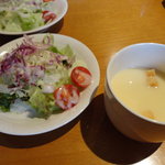 キッチン・カフェ なか - セットのサラダとスープ