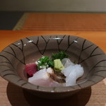 日本料理 幸庵 - 鰹、アイナメ、マコガレイ、アオリイカの刺身