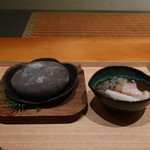 日本料理 幸庵 - 車海老、アオリイカ、蛤の石焼き
