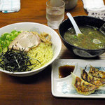 あづま家 - つけ麺　６５０円　＋　餃子ランチ１５０円（餃子３個　＋　麺大盛り）　