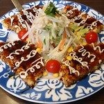 お好み焼なにわ - サラダ付お好み焼