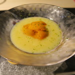 日本料理 みや  - 30年5月　ホワイトアスパラガスすり流し、北海道バフン雲丹