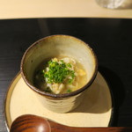 日本料理 みや  - 30年5月　ワタリガニ、白ずいき　フォアグラ出汁