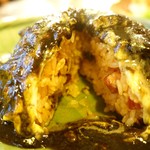 京都 れとろ洋食　LOCAVO - 黒デミオムライス
            バターライスにごろっと燻製ベーコン入り