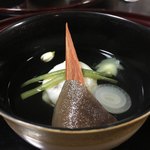 つる幸 - サザエの真薯、バチコ、椎茸のお椀