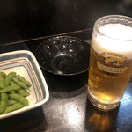 Sakagura Sawamasamune - 生ビールとだだちゃ豆