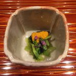 銀座 しのはら - 花山葵と雲丹の冷やし物