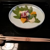 近又 - サヨリの揚げ物と鰹の黄身酢和え