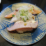 回し寿司 活 活美登利 - 食べ比べ三貫盛り