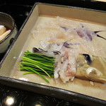 ぎをん 福志 - 3.造り:てっさ てっぴ 煮こごりゼリー寄せ フグの白子