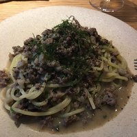 魚工房 としまや - 鴨挽肉と蓮根のペペロンチーノ