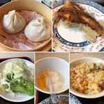 福濱 - 海鮮粥セット
            サラダ、小籠包、餃子、杏仁豆腐が付いてお得♪
            チャーハンはセット案内には記載無しなので間違いか
            サービスかな^^;