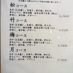 うなぎ 魚政 - メニュー　2018年5月