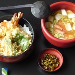 Teradomarichuuousuisammarunaka - 【個人･ファミリー様向け】天丼と番屋汁のセット（てんどんとばんやじるのセット）