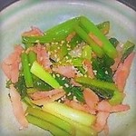 野沢菜ベーコン炒め