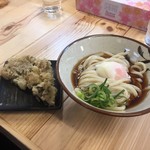 うどんや 大門 - 180421ぶっかけ冷小盛り450円+温泉たまご100円+舞茸天100円