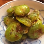 かつぎや - メニューにない空豆の香辣醤和え　この醬は自宅に常備したいと思います