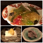 大どころ - ＊春野菜の土佐酢ジュレがけ 「海ぶどう」「水茄子」「春キャベツ」「胡瓜（宮崎産）」「トマト」etc＊石鯛のすり身入り魚チーズ＊石鯛の肝煮付