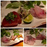 大どころ - ＊「石鯛（対馬）塩昆布のせ」「鯵（相島・昆布〆）」「イサキ（長崎）炙りで」「鰹（ニンニク醤油漬け）」 「ダルマダイ（長崎（炙りで）」「石鯛エンガワ・炙りで」 どの品もいつもながら美味しい。