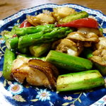 がんび - 北海道産アスパラとホタテ炒め