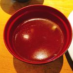 西村麺業 - マグロ丼に付いているスープです。（2018.5 byジプシーくん）