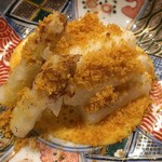 旬菜 おぐら家 - ホワイトアスパラガス米粉揚げ からすみと玉子ソース