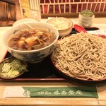 味奈登庵 - 肉南蛮そば 大盛り 別盛り＋揚げ玉＋玉子♡