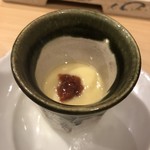 旬美にしかわ - カツオ梅が乗った茶碗蒸し。