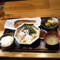 鯖とか烏賊とか真とか - お造り定食（お造り・さば塩焼き）