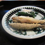 高台寺 和久傳 - 1.先付:モロコの天ぷら 法蓮草