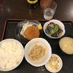 ひまわり - なすみそ&メンチカツ定食（780円）