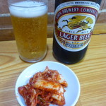 瓶ビール、無料キムチサービス