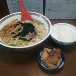 仙台中華そば 銘店嘉一 - 三陸わかめラーメン大盛\1020 メンマ150 
      ランチBセット(鶏皮 半ライス)\150