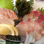 酒房えんや - 左:石鯛造り(税別800円)　右:しま鯵造り(税別800円)