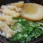 葉隠うどん - うどん　ごぼう　大盛、トッピング　丸天