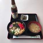 コマ展望台レストラン - つくば鷄親子丼とノンアルビール