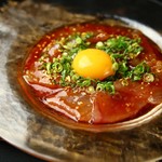 Korean-style yukhoe carpaccio of pickled tuna