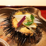 銀座 しのはら - 大原のアワビに岩手のうに、少し酸っぱいジュレかけ